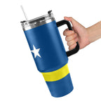 Curacao Flag 40oz Tumbler with Black Handle - Conscious Apparel Store