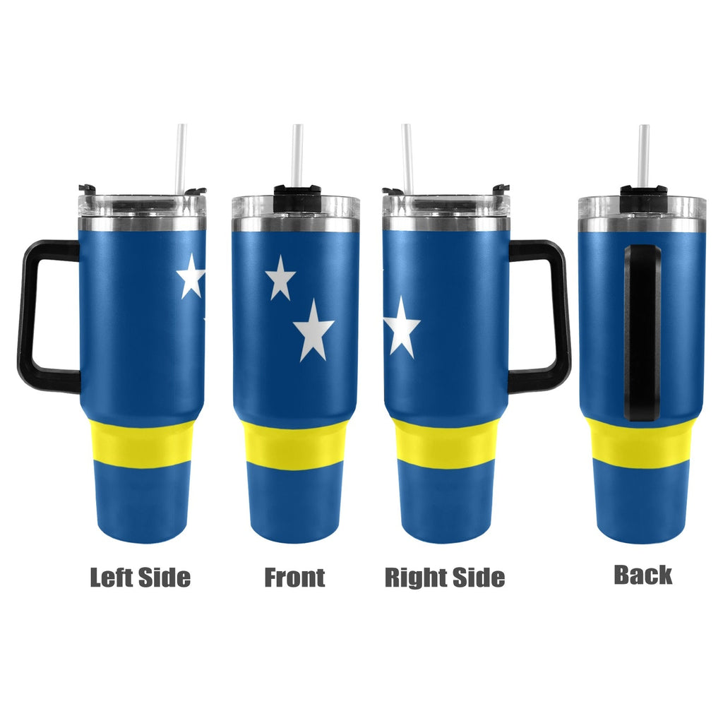 Curacao Flag 40oz Tumbler with Black Handle - Conscious Apparel Store