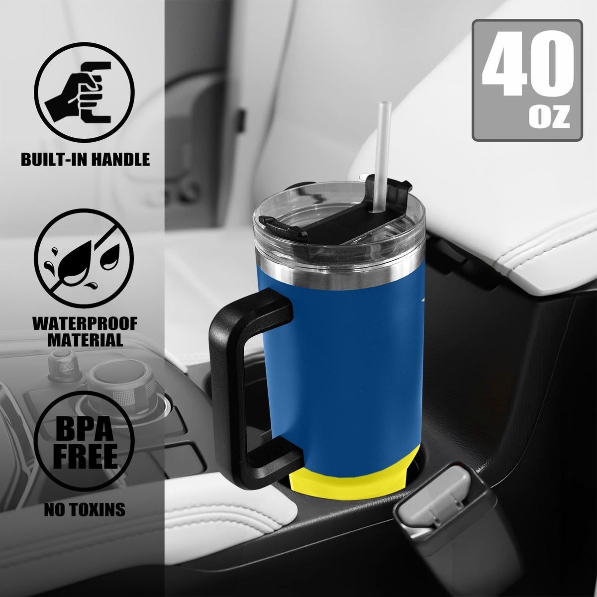 Curacao Flag 40oz Tumbler with Black Handle - Conscious Apparel Store