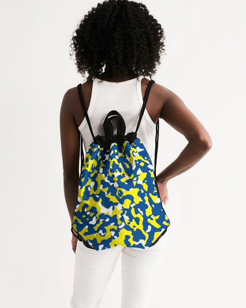 Curacao Flag Camo Canvas Drawstring Bag - Conscious Apparel Store