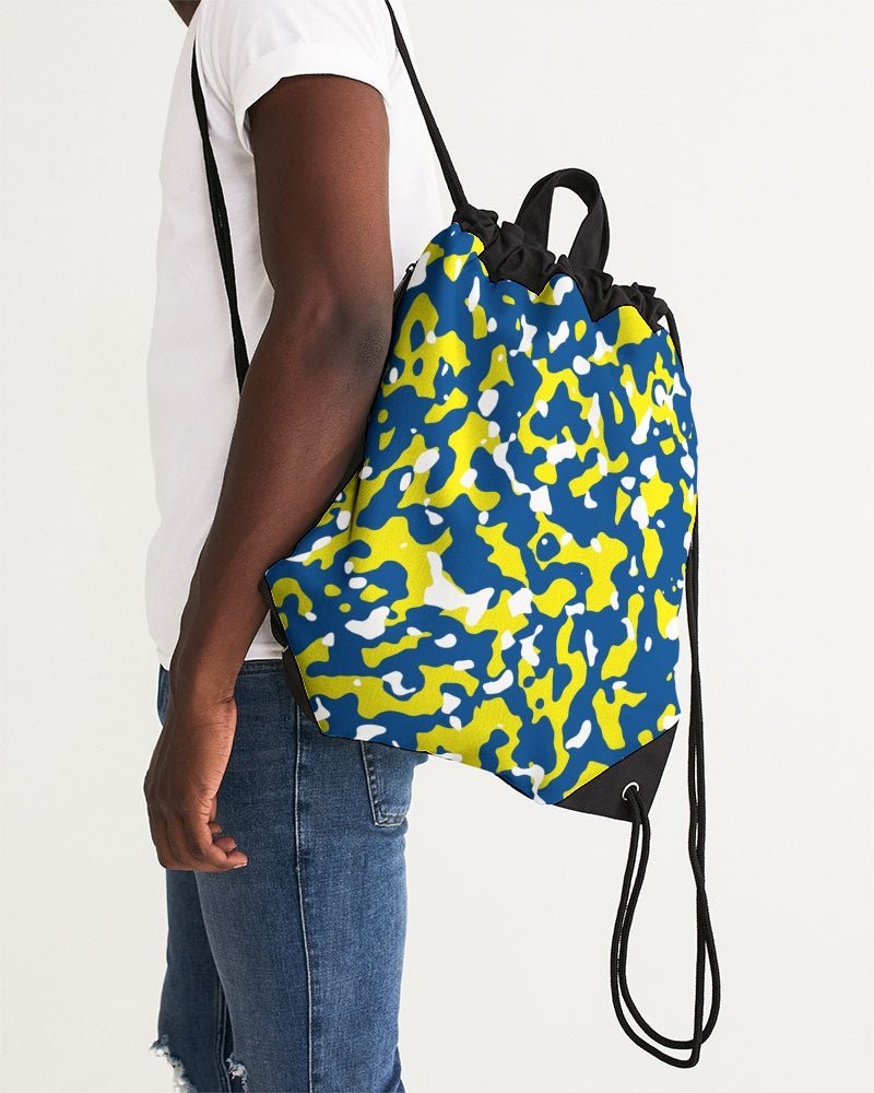 Curacao Flag Camo Canvas Drawstring Bag - Conscious Apparel Store