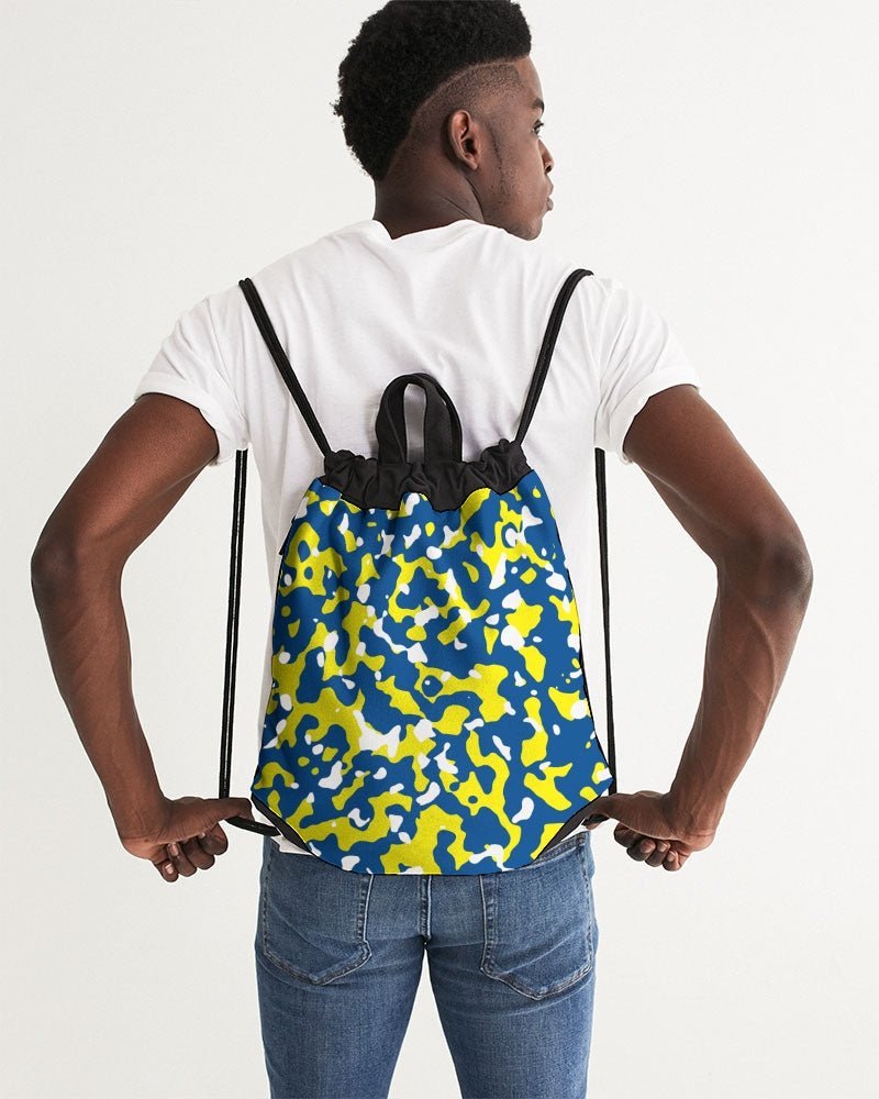 Curacao Flag Camo Canvas Drawstring Bag - Conscious Apparel Store