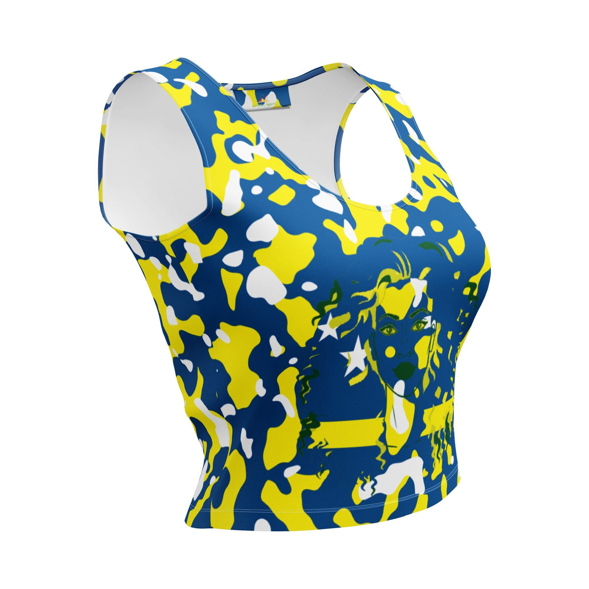 Curacao Flag Camo Crop Top - Conscious Apparel Store