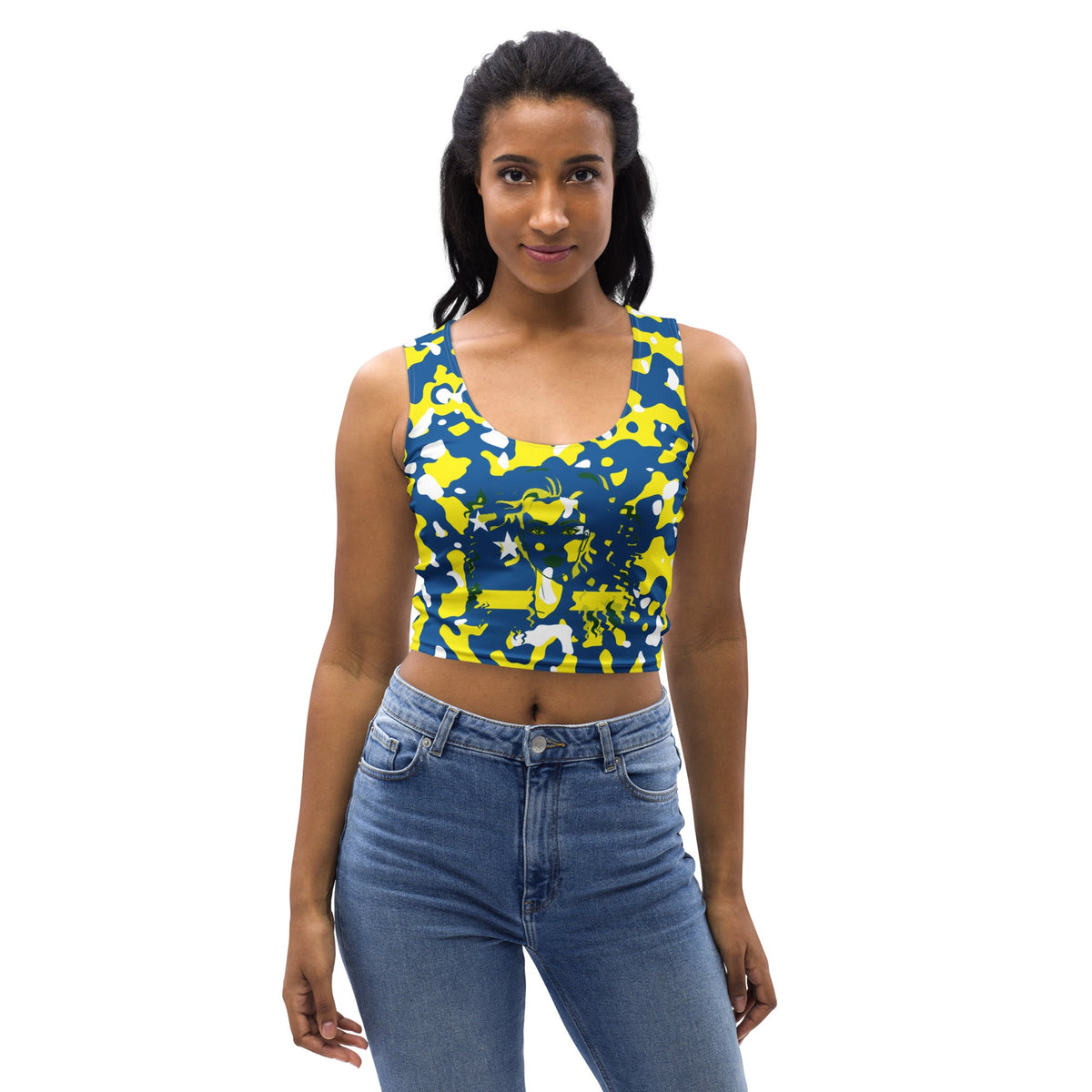 Curacao Flag Camo Crop Top - Conscious Apparel Store