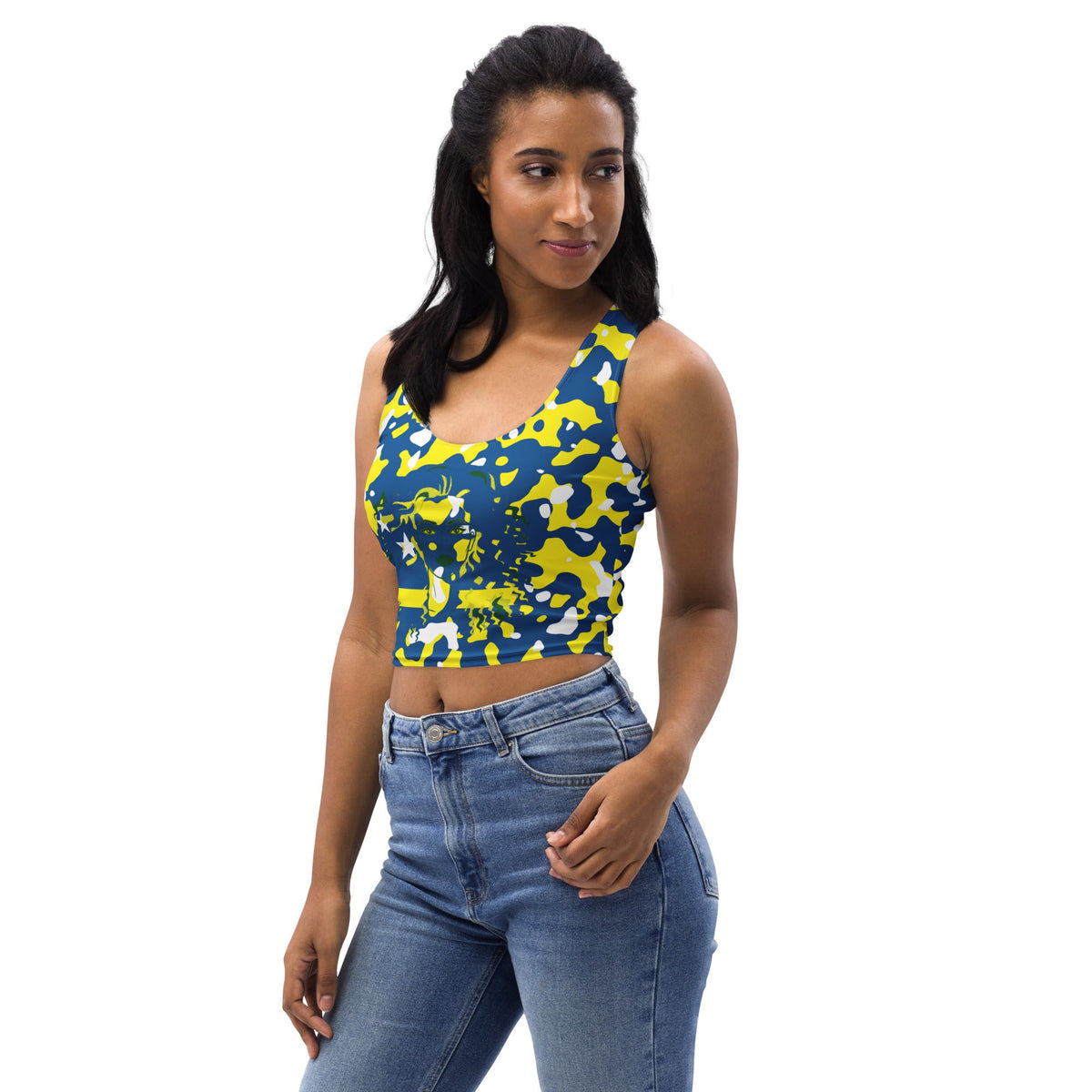 Curacao Flag Camo Crop Top - Conscious Apparel Store