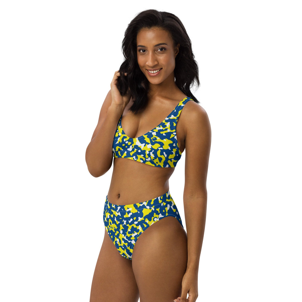 Curacao Flag Camo high-waisted bikini - Conscious Apparel Store