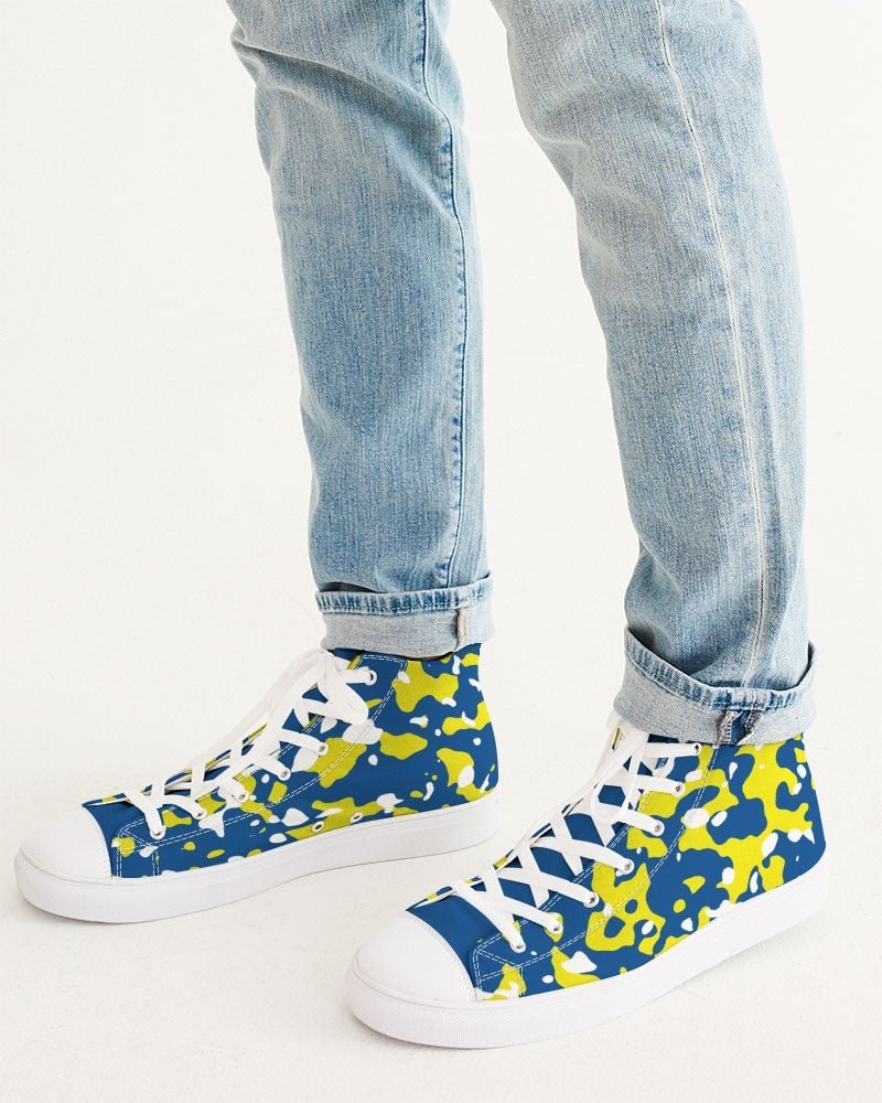 Curacao Flag Camo Men's Hightop Canvas Shoe - Conscious Apparel Store