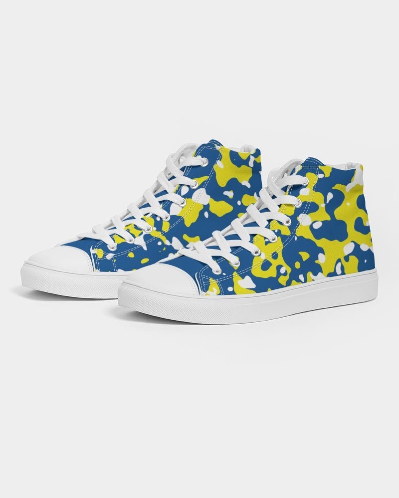 Curacao Flag Camo Men's Hightop Canvas Shoe - Conscious Apparel Store