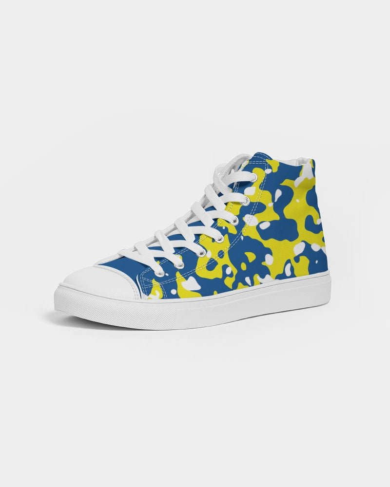 Curacao Flag Camo Men's Hightop Canvas Shoe - Conscious Apparel Store