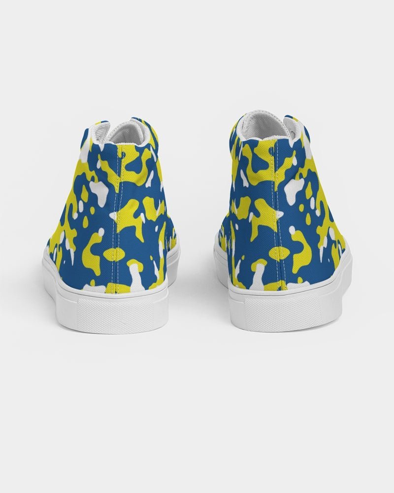 Curacao Flag Camo Men's Hightop Canvas Shoe - Conscious Apparel Store