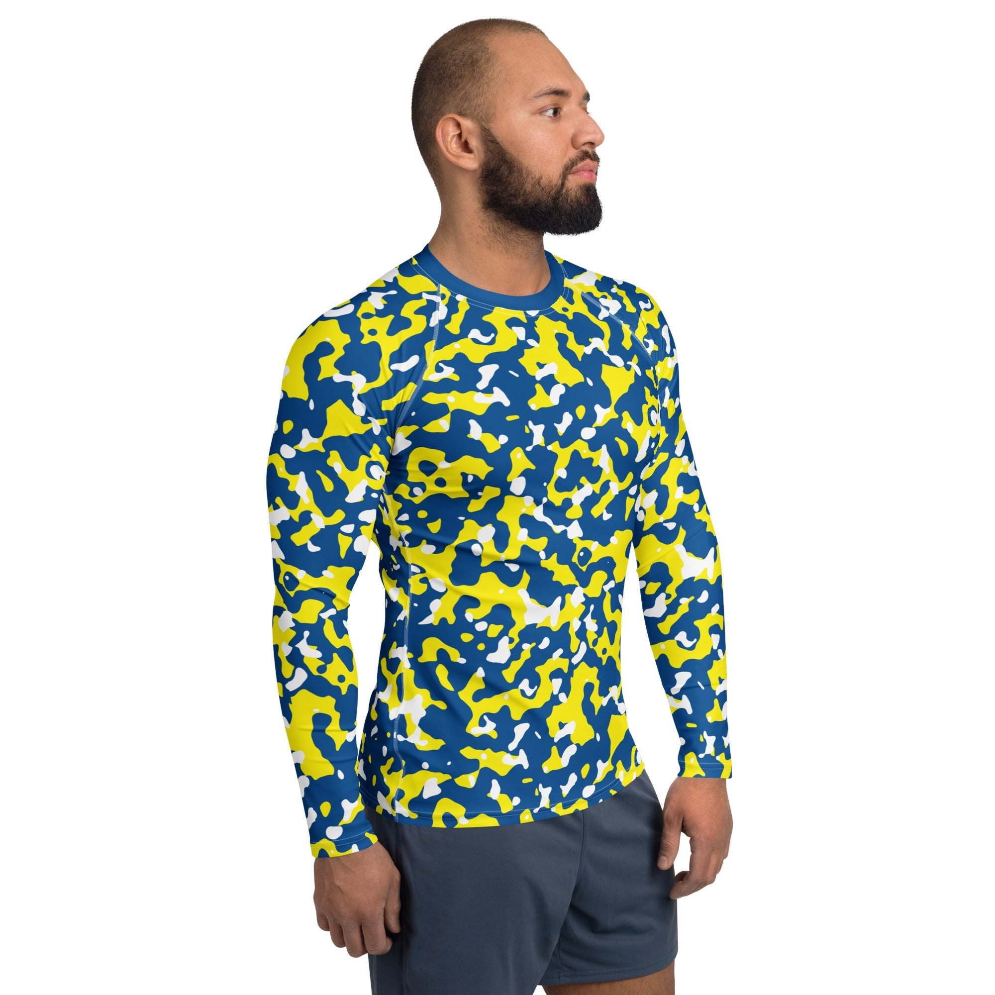 Curacao Flag Camo Men's Rash Guard - Conscious Apparel Store
