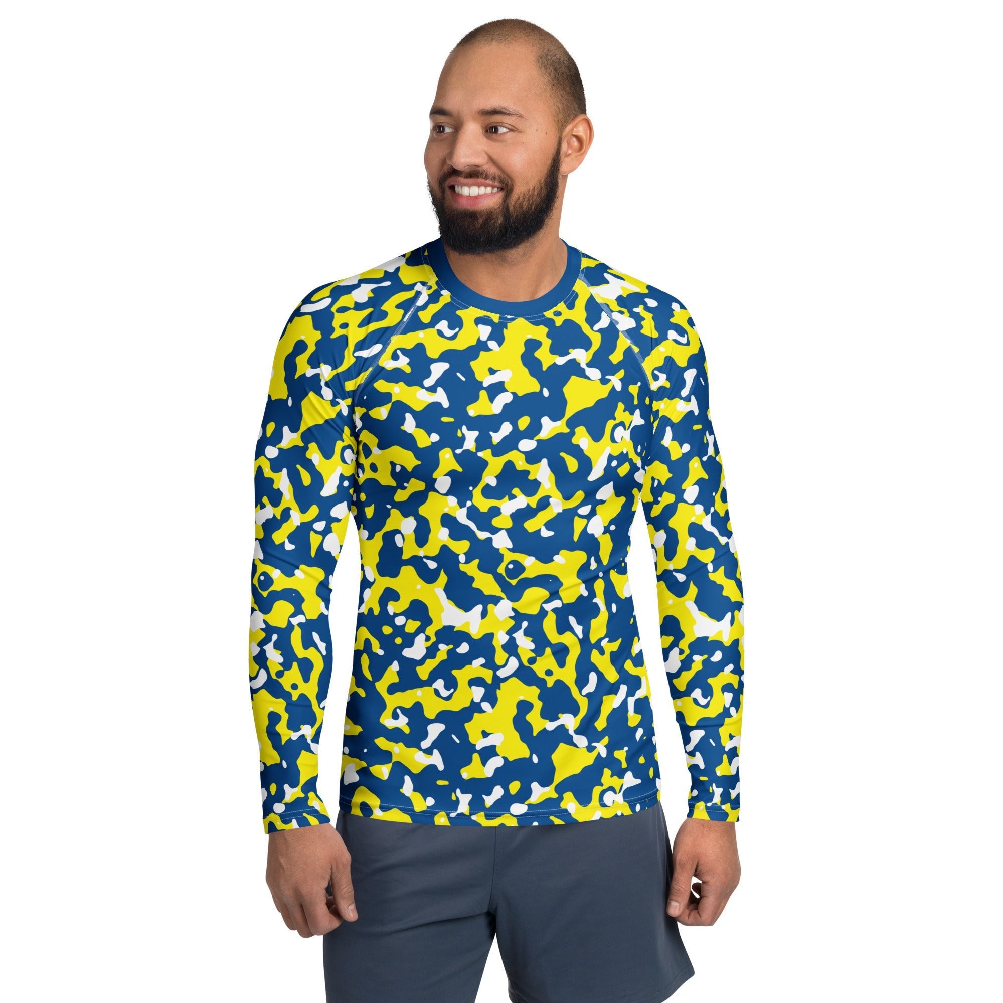 Curacao Flag Camo Men's Rash Guard - Conscious Apparel Store