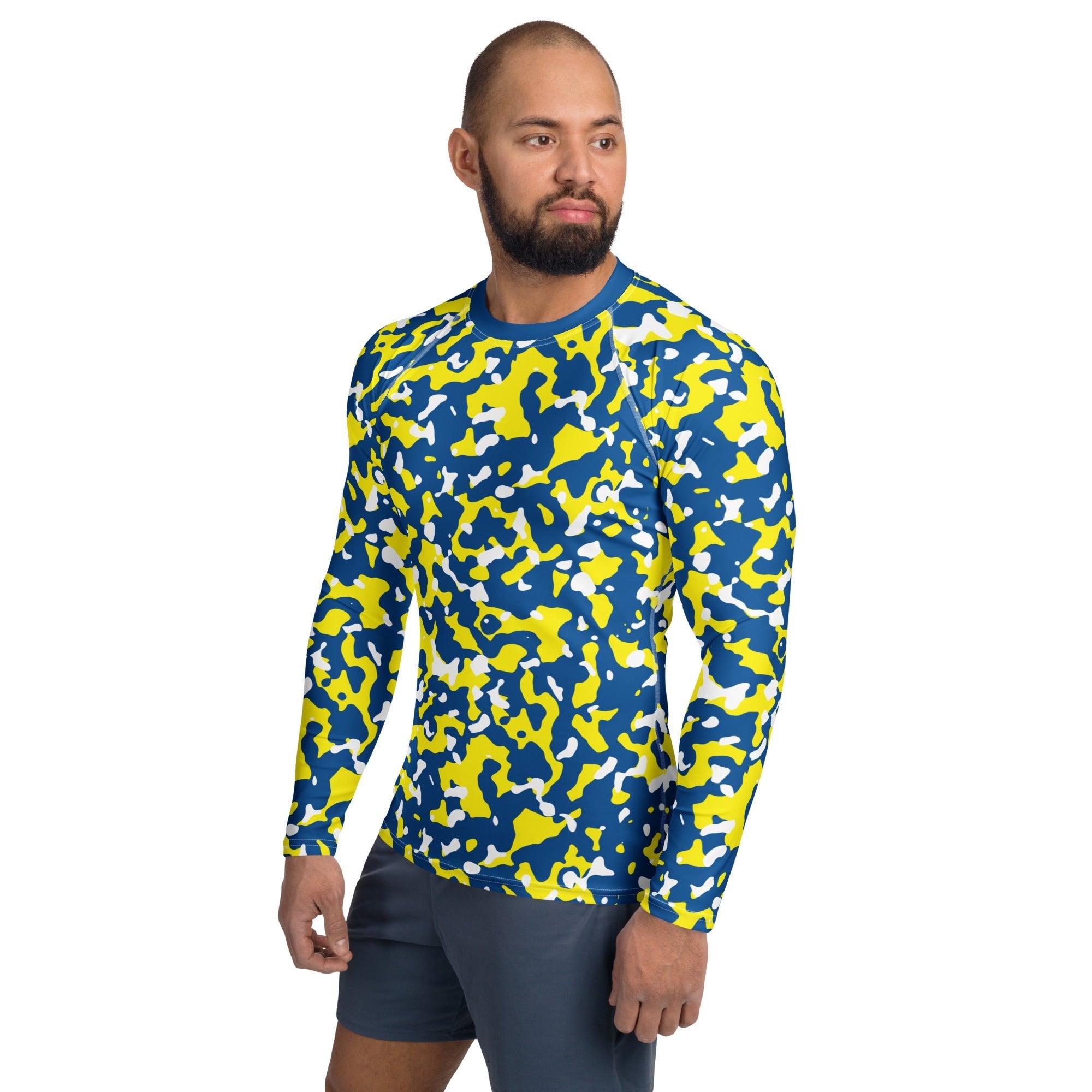Curacao Flag Camo Men's Rash Guard - Conscious Apparel Store