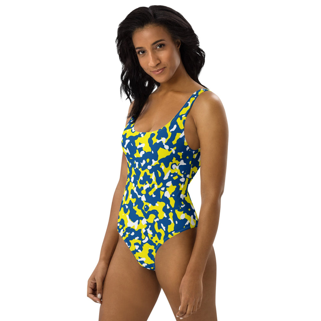 Curacao Flag Camo One - Piece Swimsuit - Conscious Apparel Store
