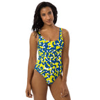 Curacao Flag Camo One - Piece Swimsuit - Conscious Apparel Store