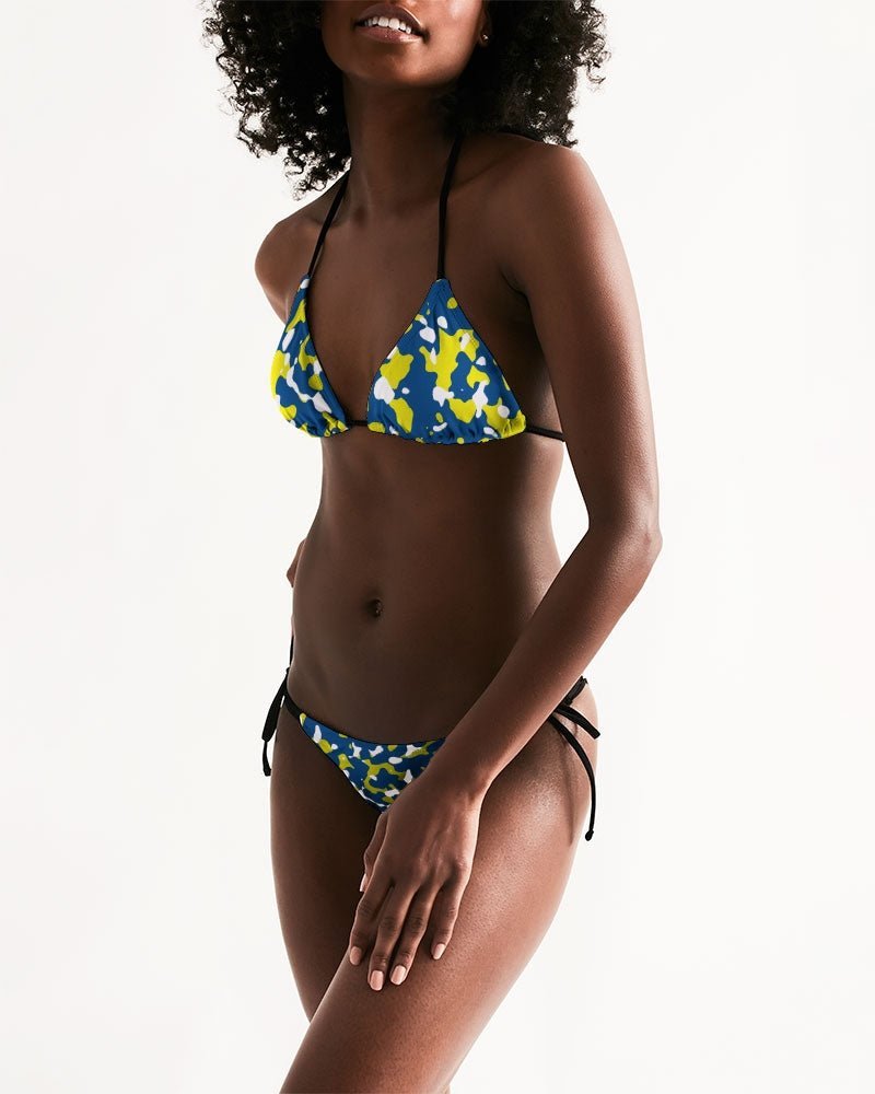 Curacao Flag Camo Triangle String Bikini - Conscious Apparel Store