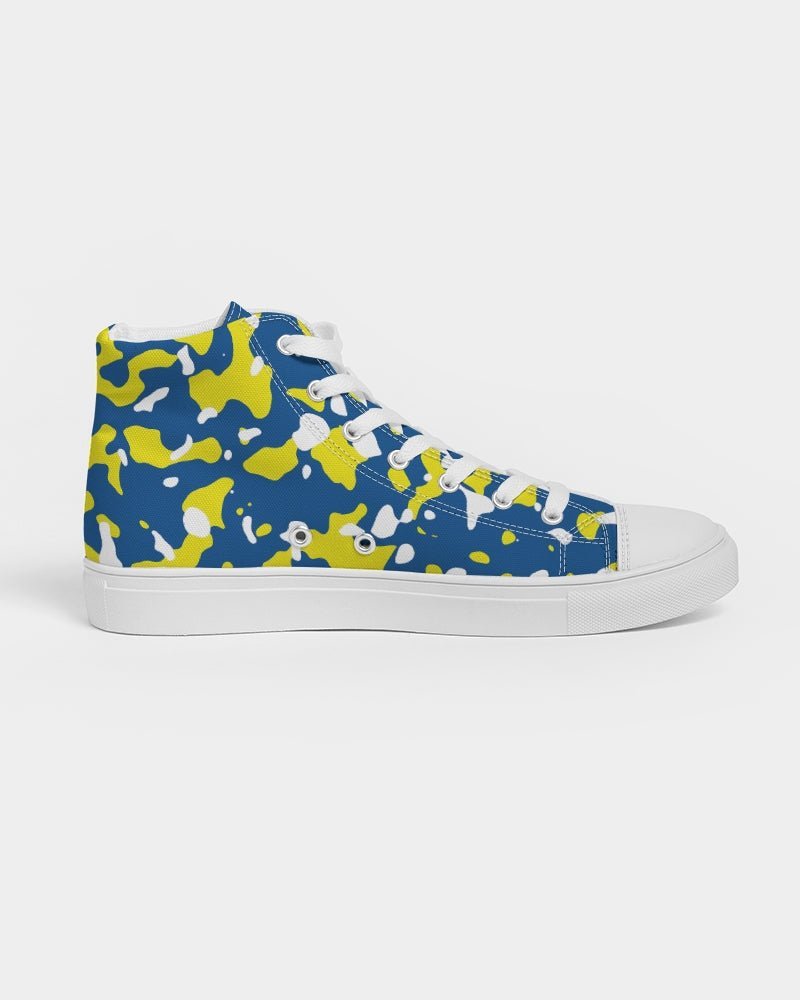 Curacao Flag Camo Women's Hightop Canvas Shoe - Conscious Apparel Store