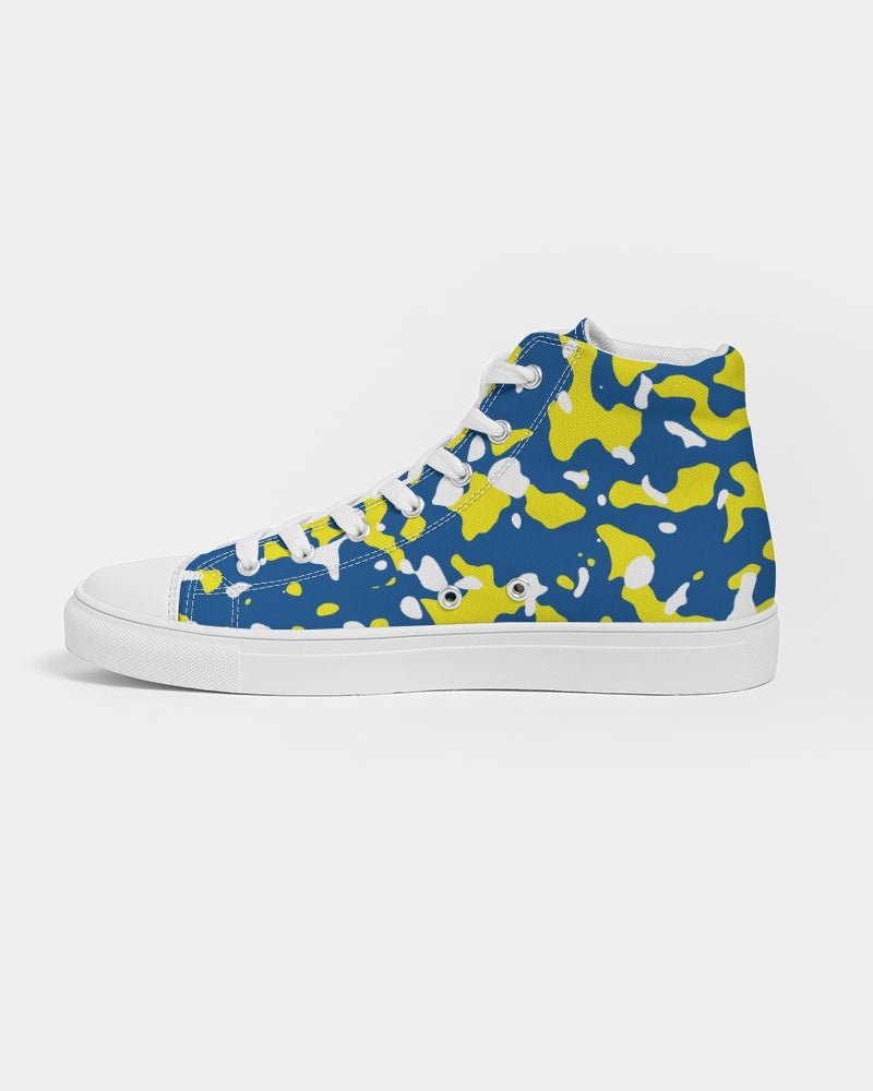 Curacao Flag Camo Women's Hightop Canvas Shoe - Conscious Apparel Store