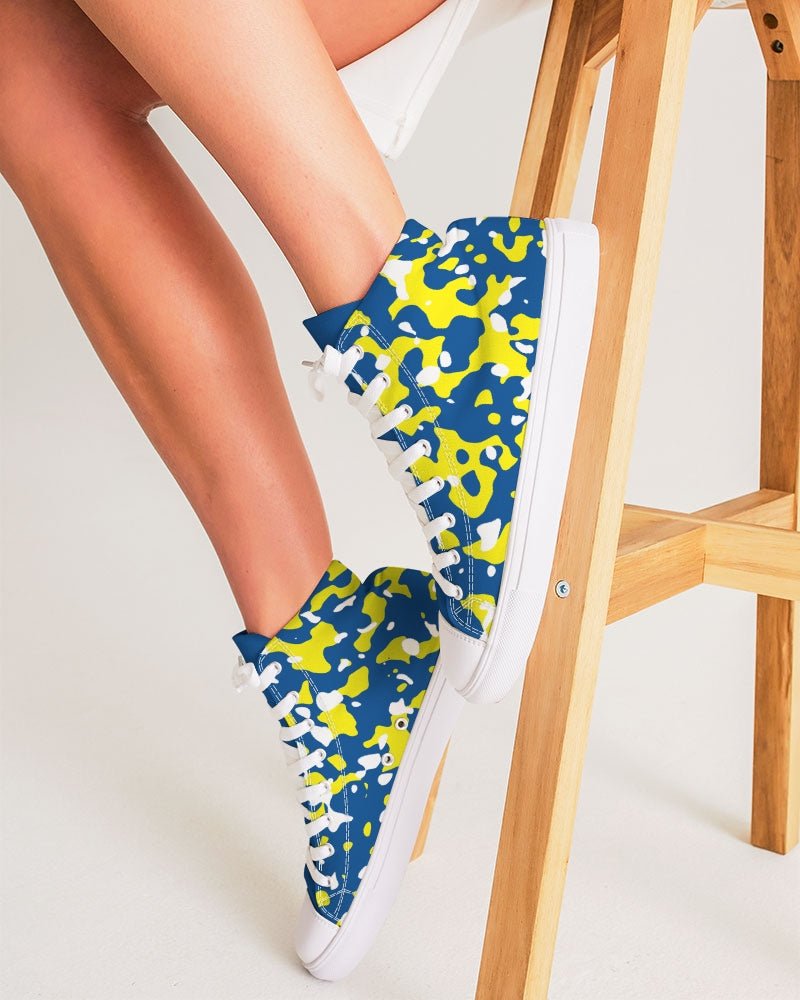 Curacao Flag Camo Women's Hightop Canvas Shoe - Conscious Apparel Store