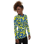 Curacao Flag Camo Women's Rash Guard - Conscious Apparel Store