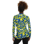 Curacao Flag Camo Women's Rash Guard - Conscious Apparel Store