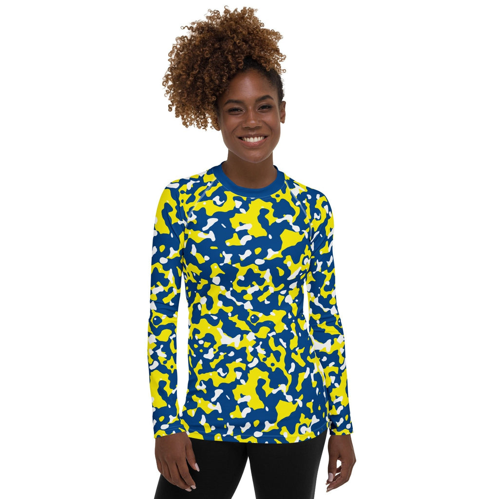 Curacao Flag Camo Women's Rash Guard - Conscious Apparel Store