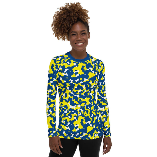 Curacao Flag Camo Women's Rash Guard - Conscious Apparel Store