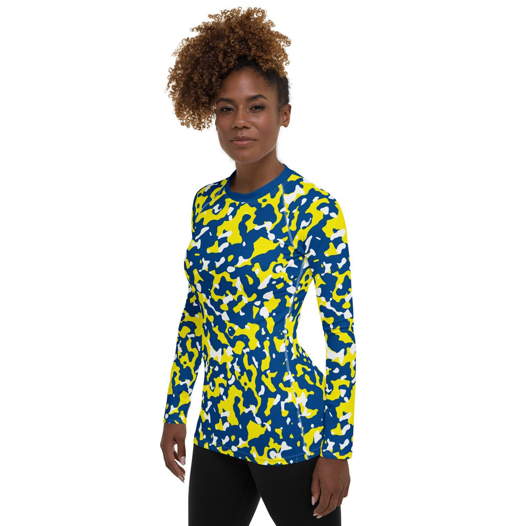 Curacao Flag Camo Women's Rash Guard - Conscious Apparel Store