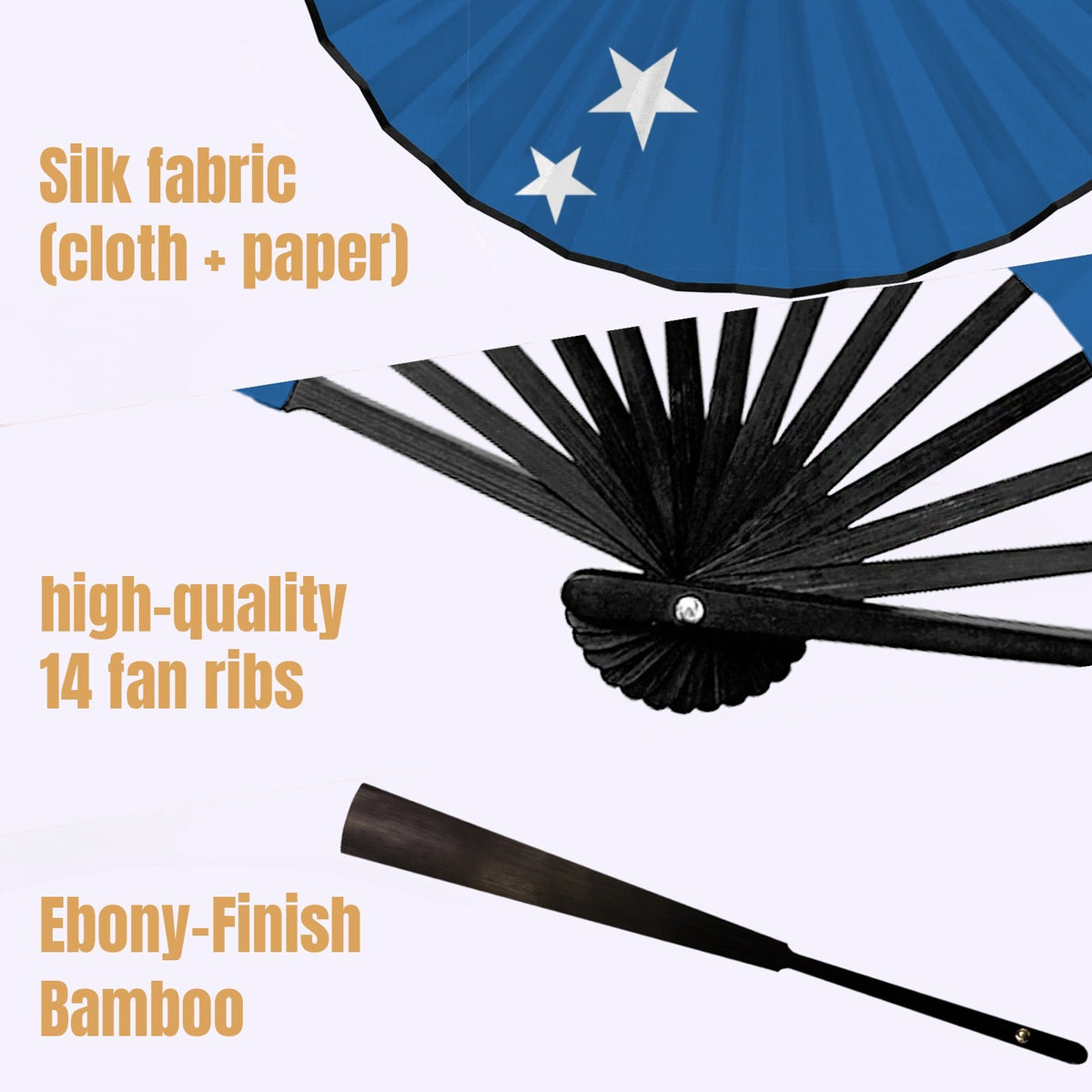 Curacao Flag Double-Sided Custom Folding Fan - Conscious Apparel Store