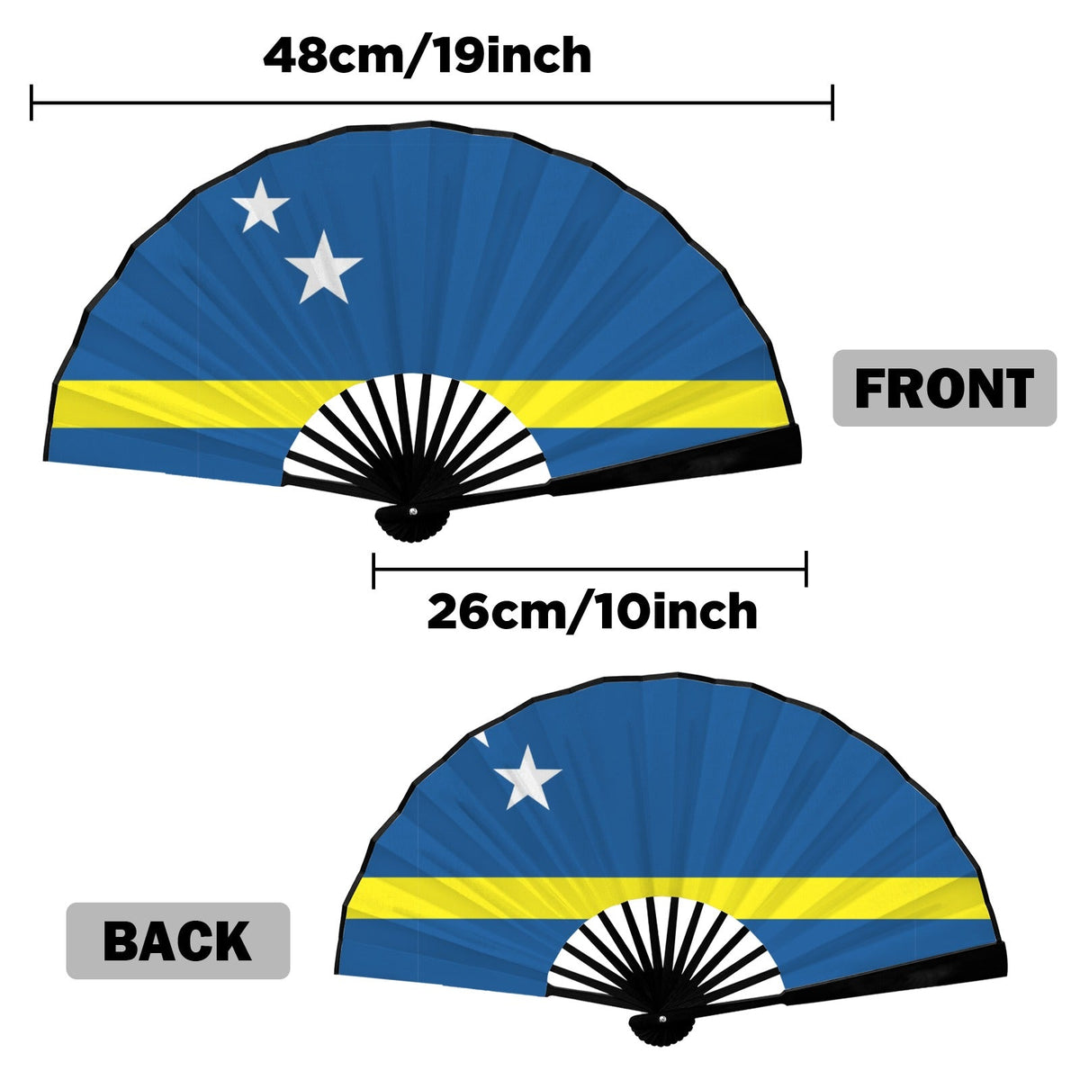 Curacao Flag Double-Sided Custom Folding Fan - Conscious Apparel Store