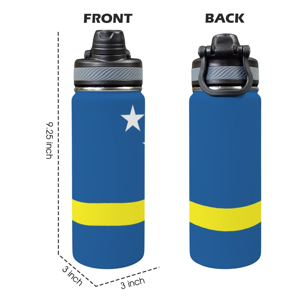 Curacao Flag Insulated Water Bottle with Dual - Use Lid (18oz) - Conscious Apparel Store