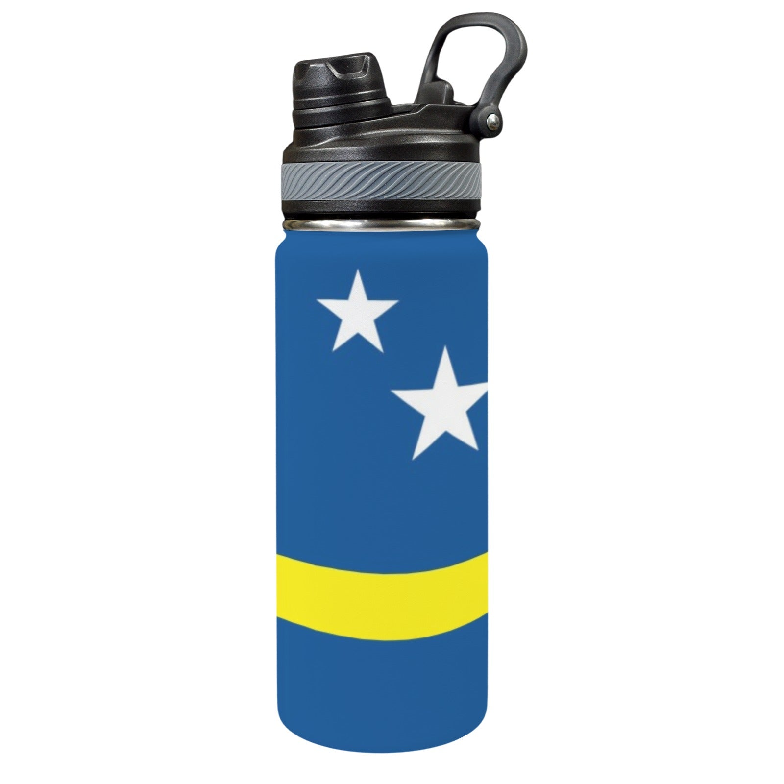 Curacao Flag Insulated Water Bottle with Dual - Use Lid (18oz) - Conscious Apparel Store