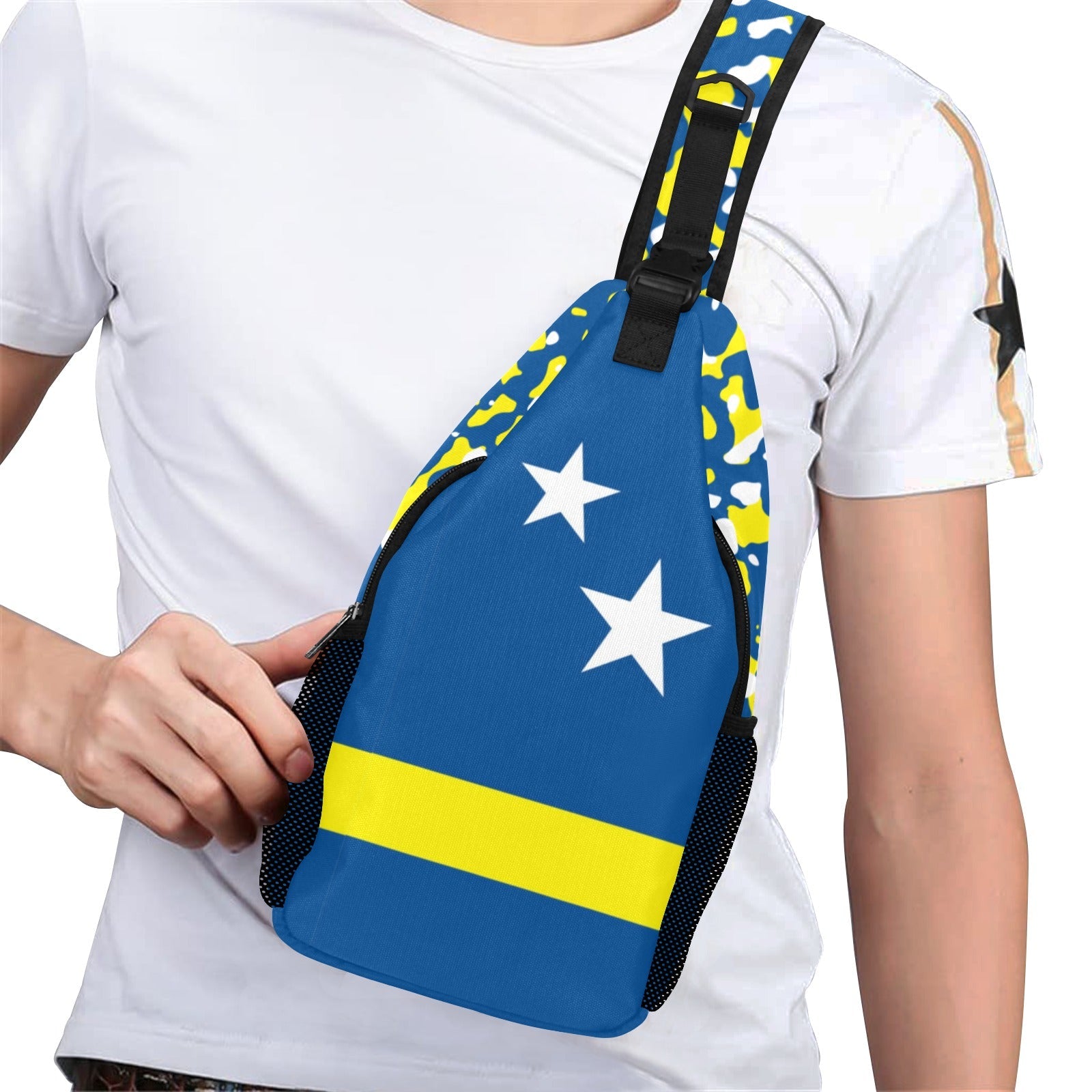 Curacao Flag Men's Casual Chest Bag - Conscious Apparel Store