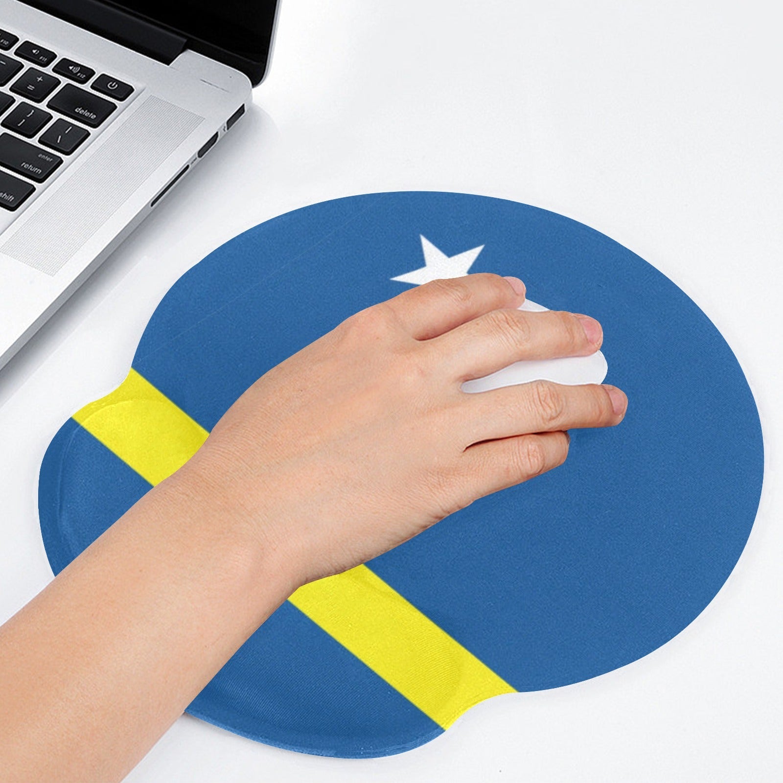 Curacao Flag Mouse Pad with Wrist Rest Support - Conscious Apparel Store
