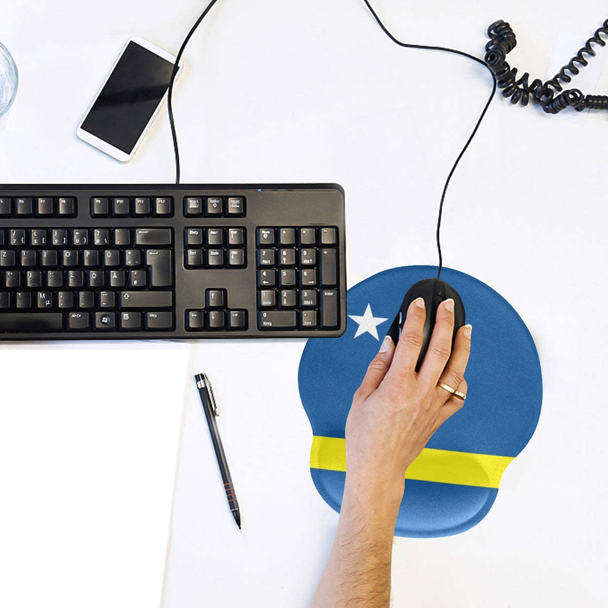 Curacao Flag Mouse Pad with Wrist Rest Support - Conscious Apparel Store