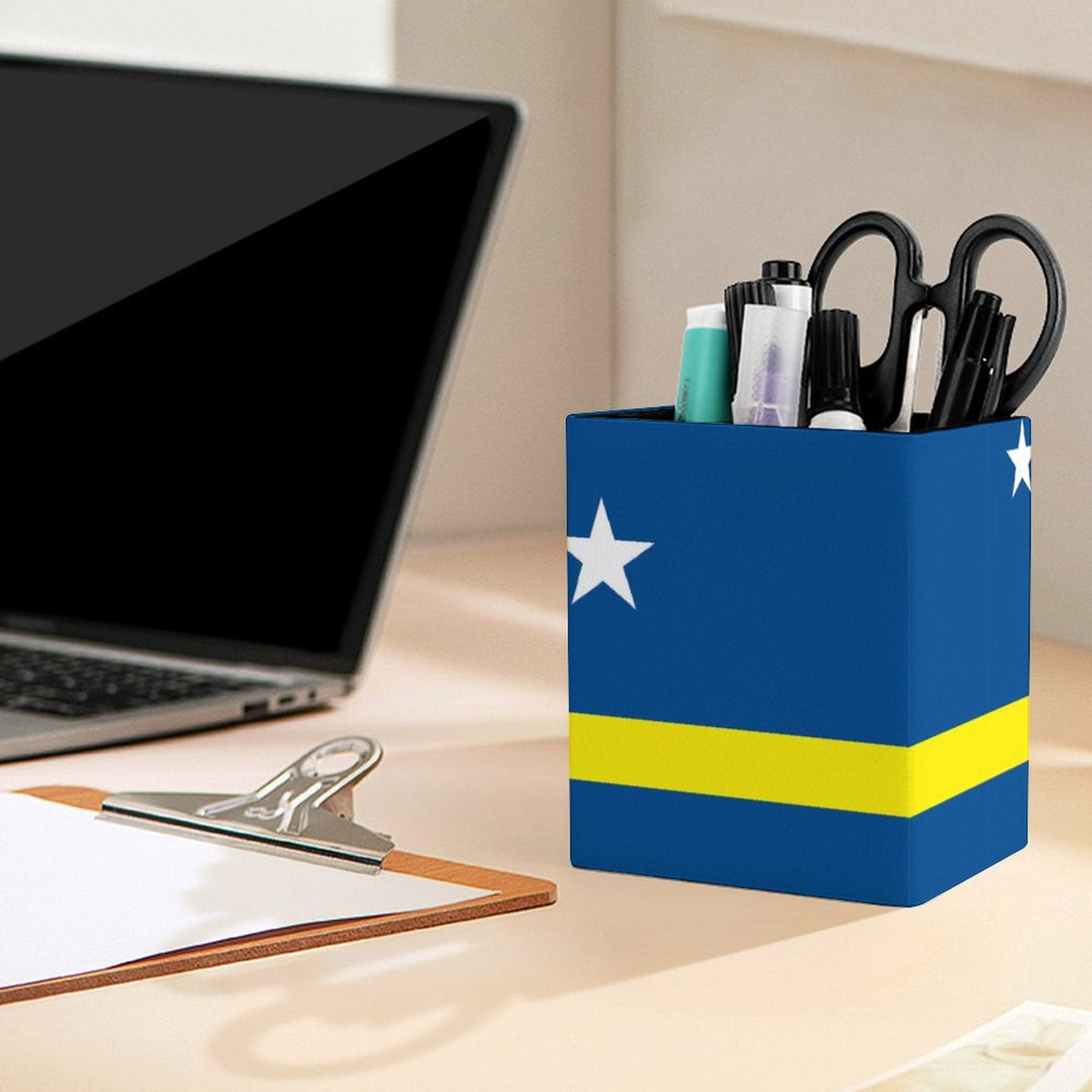 Curacao Flag Square Pen Holder - Conscious Apparel Store