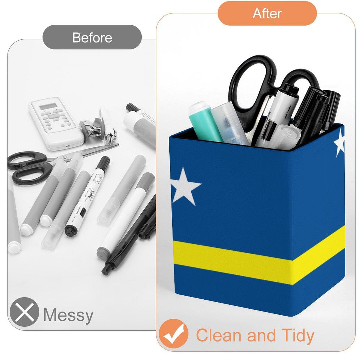 Curacao Flag Square Pen Holder - Conscious Apparel Store