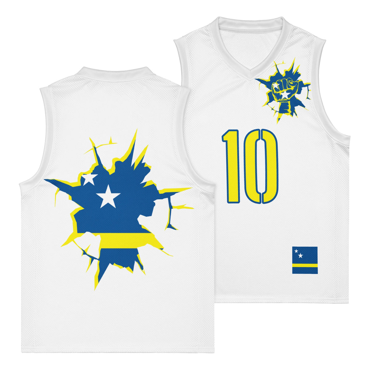 Curacao Flag (White) Premium Sport Jersey Tank Top - Conscious Apparel Store