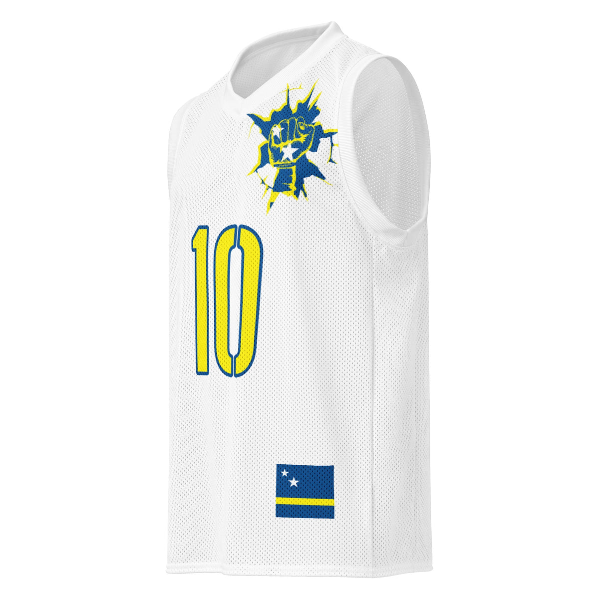 Curacao Flag (White) Premium Sport Jersey Tank Top - Conscious Apparel Store