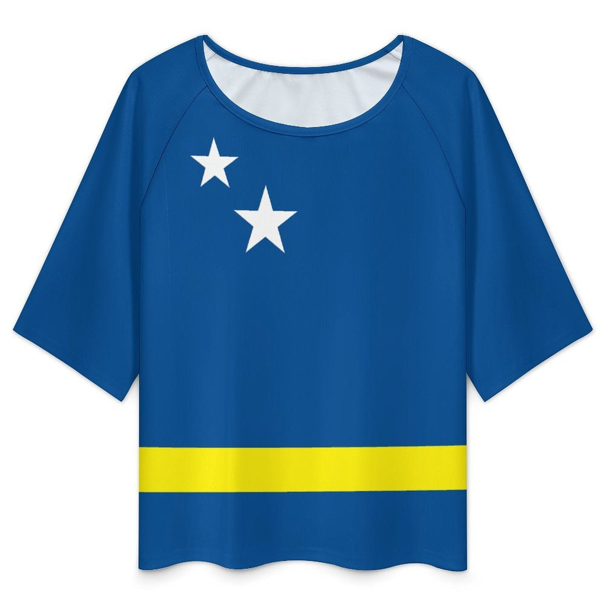 Curacao Flag Women’s Loose Half-Sleeve Boat Neck T-Shirt - Conscious Apparel Store