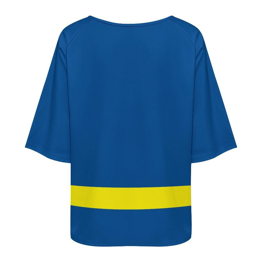 Curacao Flag Women’s Loose Half-Sleeve Boat Neck T-Shirt - Conscious Apparel Store