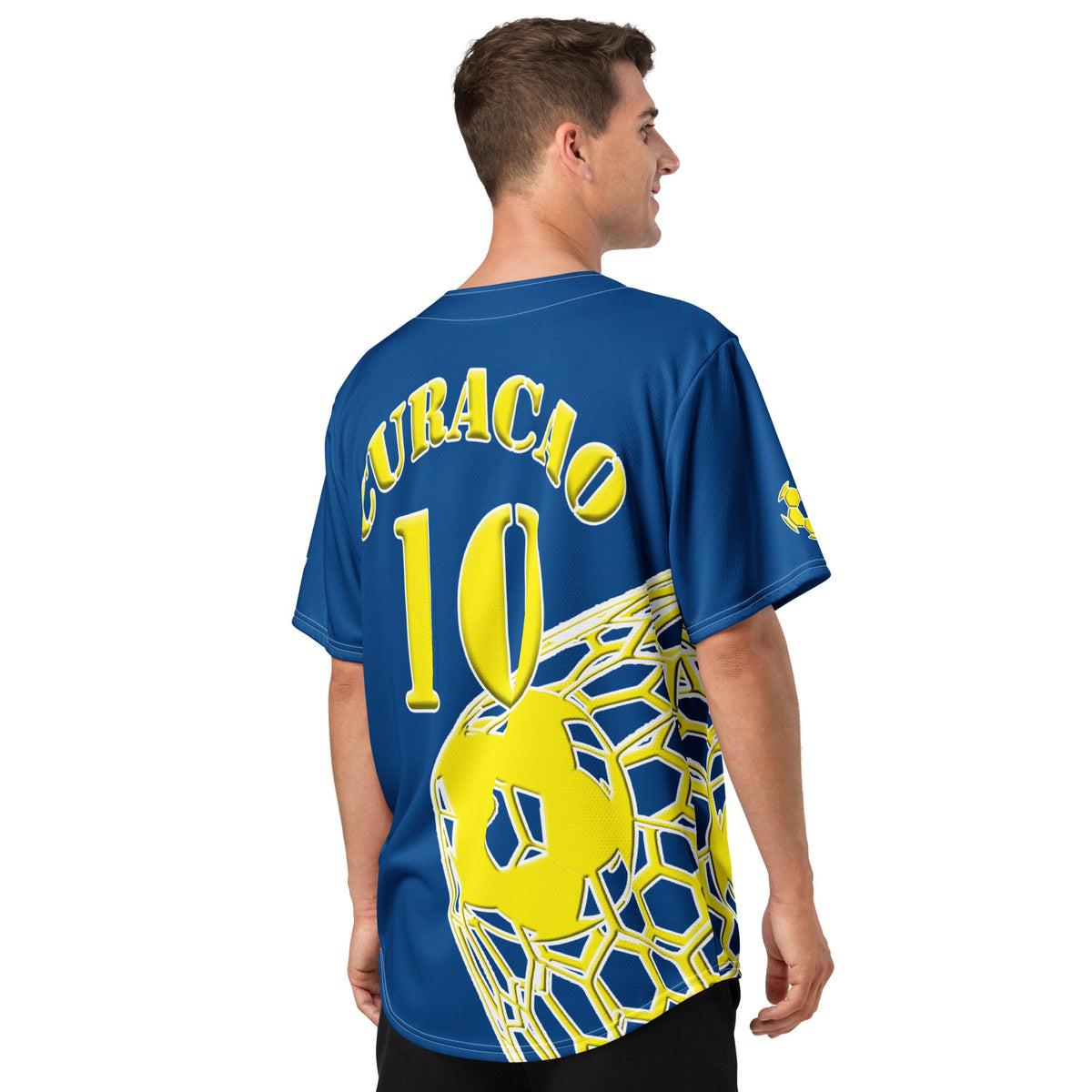 Curacao Football Themed Button-Down Sport Jersey - Conscious Apparel Store