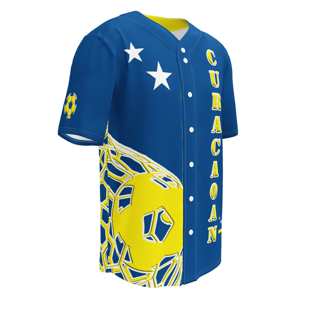 Curacao Football Themed Button-Down Sport Jersey - Conscious Apparel Store