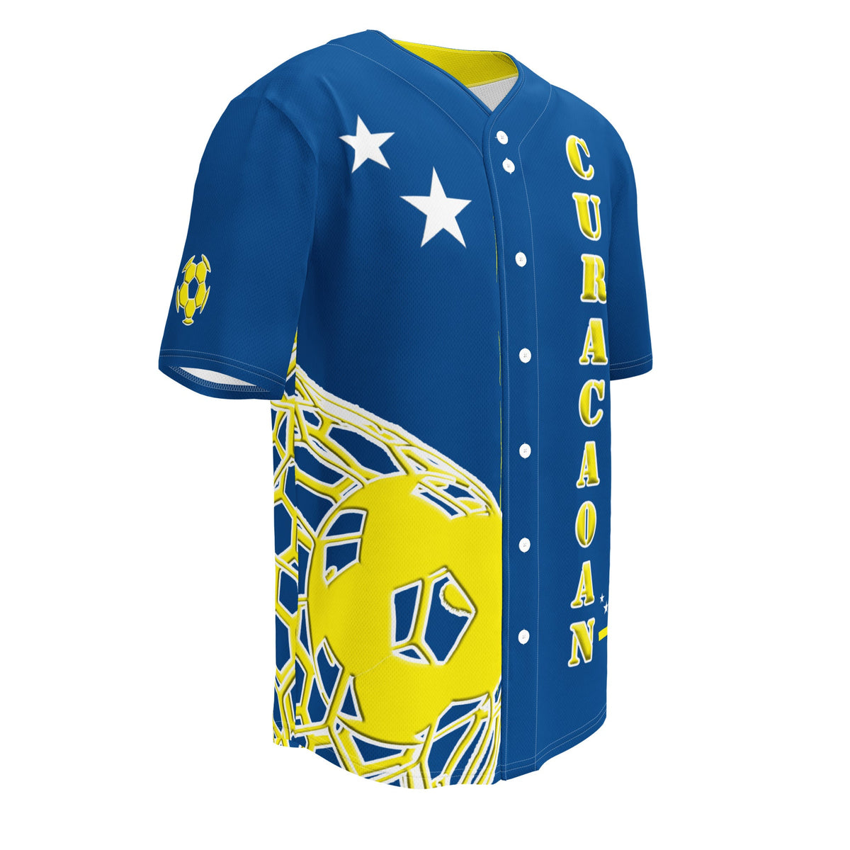 Curacao Football Themed Button-Down Sport Jersey - Conscious Apparel Store