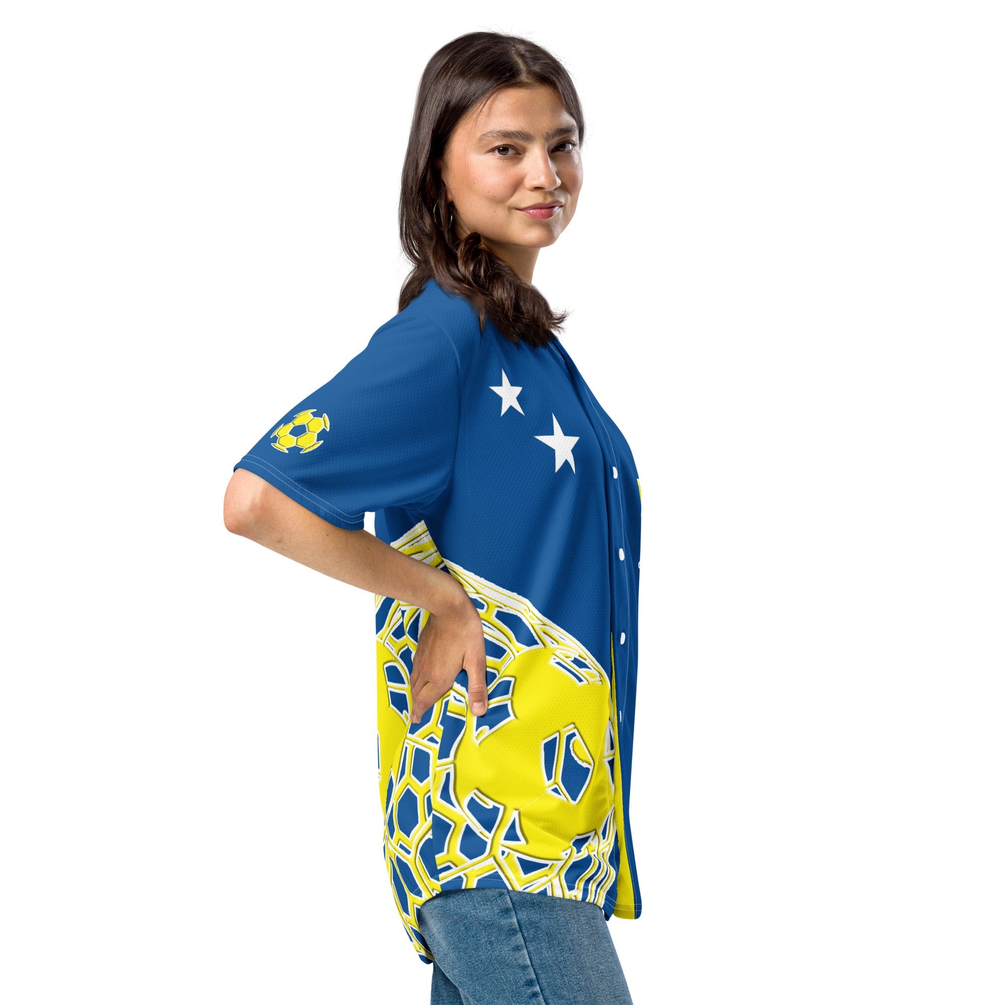 Curacao Football Themed Button-Down Sport Jersey - Conscious Apparel Store