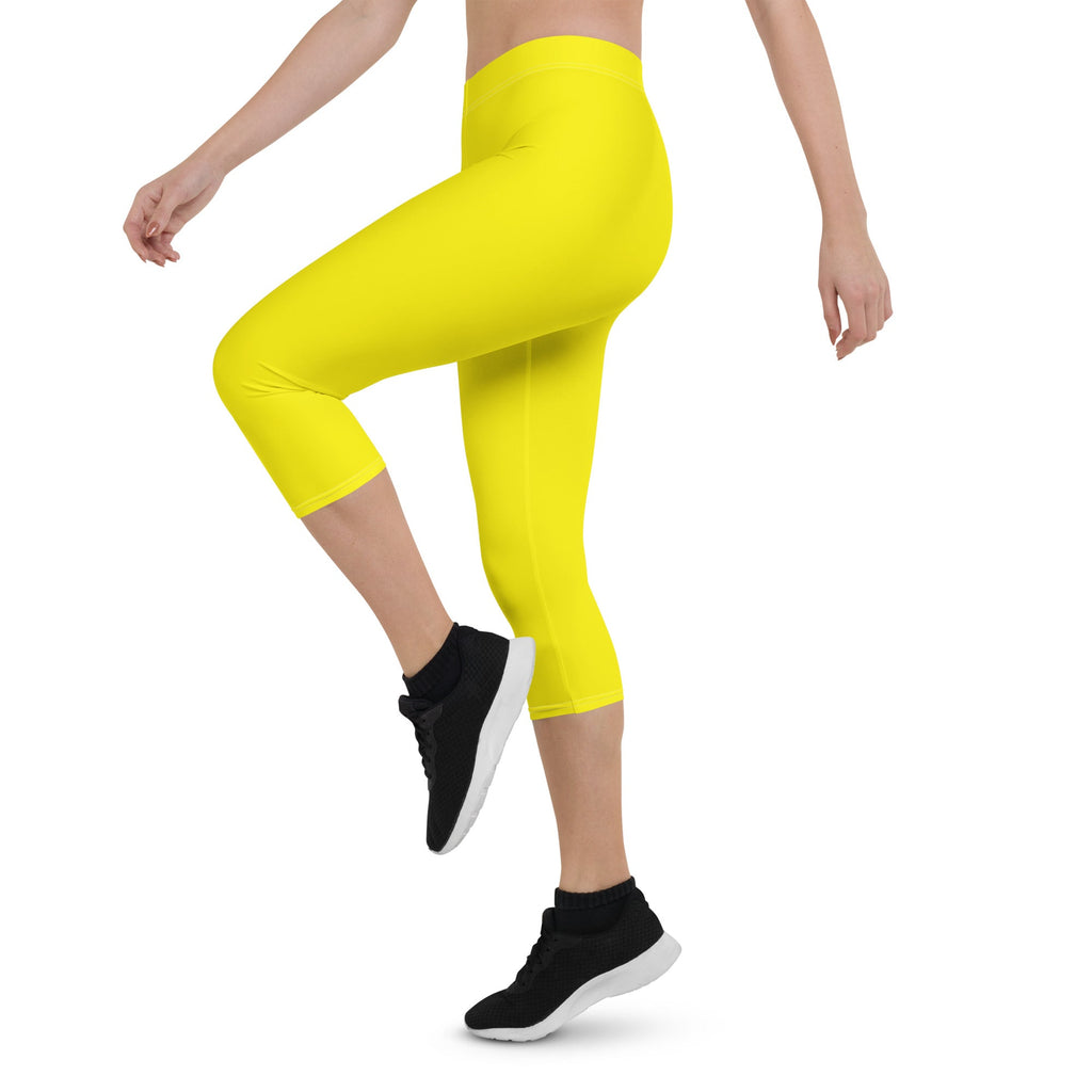 Curacao Yellow Capri Leggings - Conscious Apparel Store