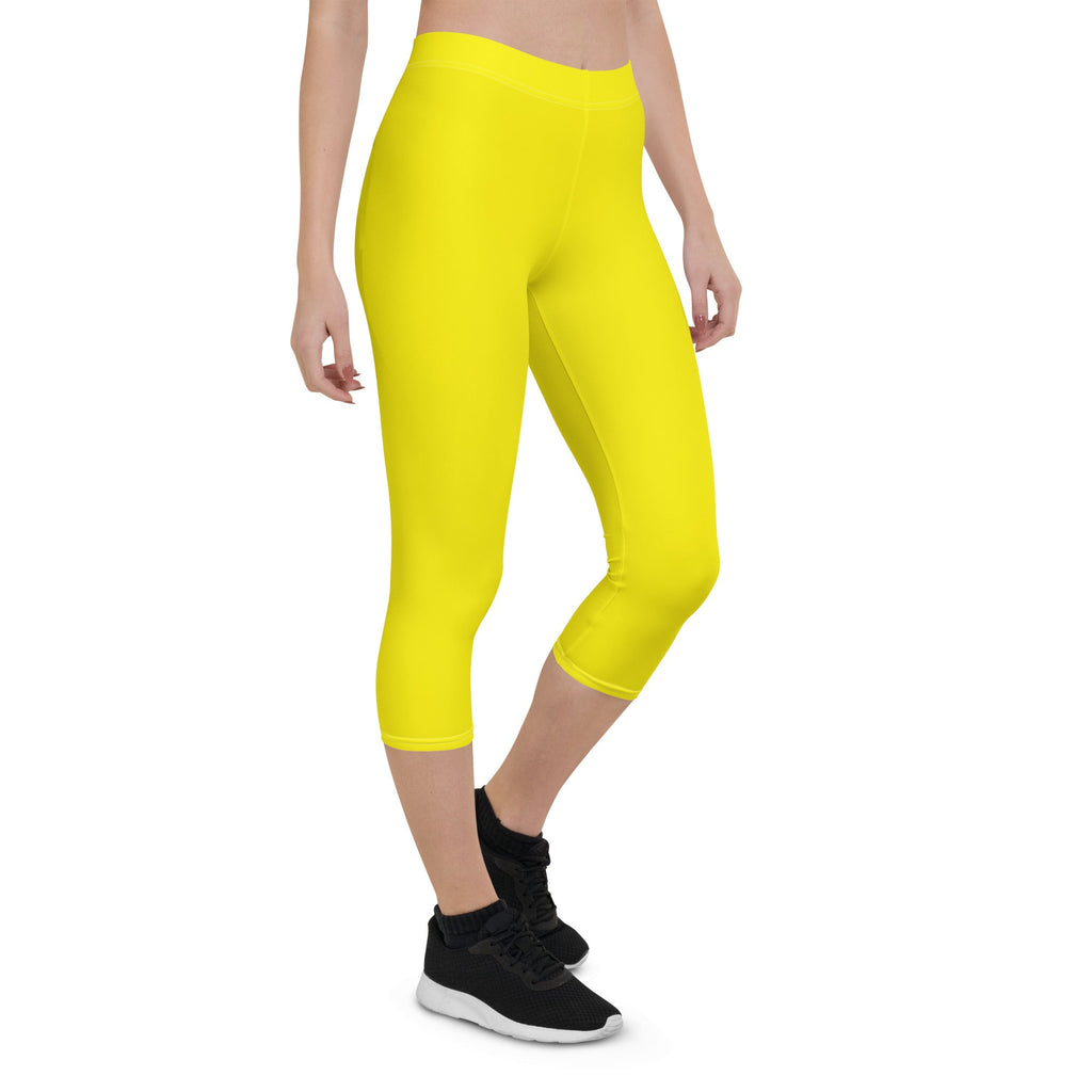 Curacao Yellow Capri Leggings - Conscious Apparel Store