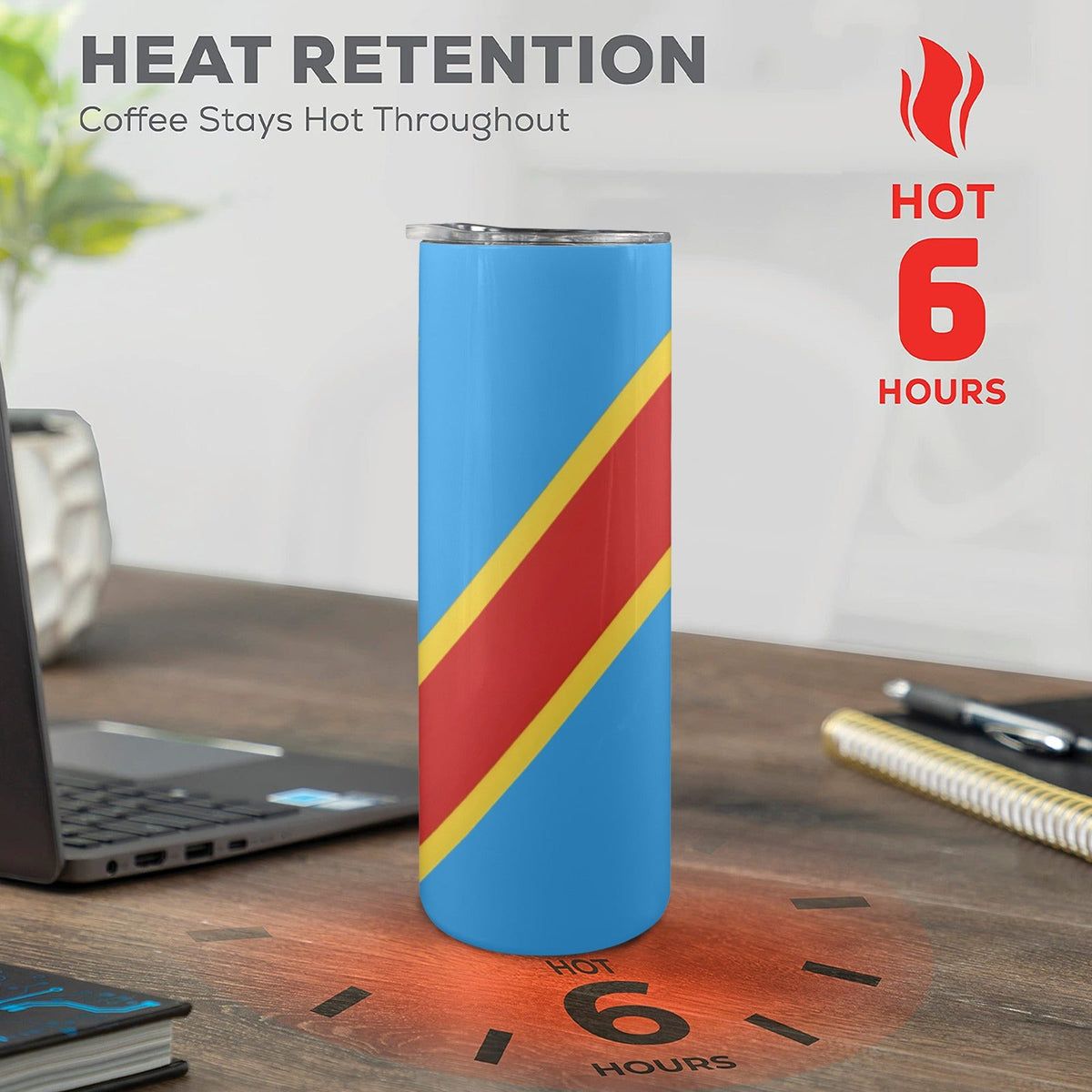 D R Congo Flag 20oz Tall Skinny Tumbler with Lid and Straw - Conscious Apparel Store