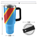 D R Congo Flag 40oz Tumbler with Black Handle - Conscious Apparel Store