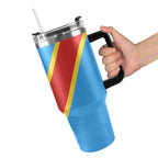 D R Congo Flag 40oz Tumbler with Black Handle - Conscious Apparel Store